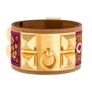 Hermes Tan/Multi Year Of India Embroidered Cuff